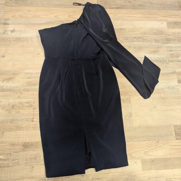 Lavish Alice * One-Shoulder Cape Midi Dress * Navy – Size 10 - Picture 7 of 7